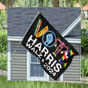 Vote Harris Walz 2024 House Flag