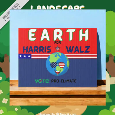 Vote Pro Climate Earth For Harris Walz Yard Sign