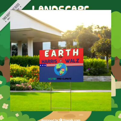 Vote Pro Climate Earth For Harris Walz Yard Sign