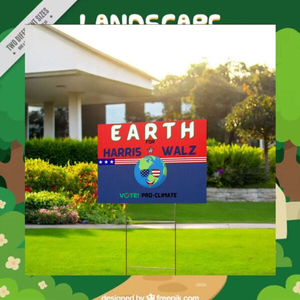 Vote Pro Climate Earth For Harris Walz Yard Sign